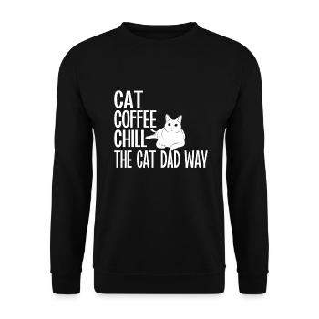 Cat Dad Gifts - Unisex Pullover - Schwarz - Vorne - Alina (178cm) & Michal (187cm)