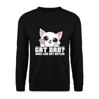 Cat Dad Gifts - Unisex Pullover - Schwarz - Vorne - Alina (178cm) & Michal (187cm)