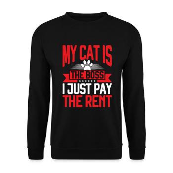 Cat Dad Gifts - Unisex Pullover - Schwarz - Vorne - Alina (178cm) & Michal (187cm)