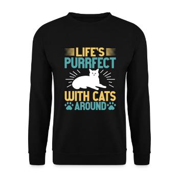 Cat Dad Gifts - Unisex Pullover - Schwarz - Vorne - Alina (178cm) & Michal (187cm)