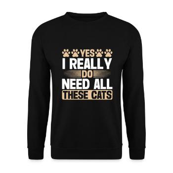 Cadeaux de grand-mère chat - Sweat-shirt Unisexe - noir - Devant - Alina (178cm) & Michal (187cm)
