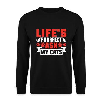 Cadeaux de grand-mère chat - Sweat-shirt Unisexe - noir - Devant - Alina (178cm) & Michal (187cm)