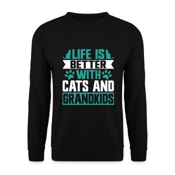 Cadeaux de grand-mère chat - Sweat-shirt Unisexe - noir - Devant - Alina (178cm) & Michal (187cm)