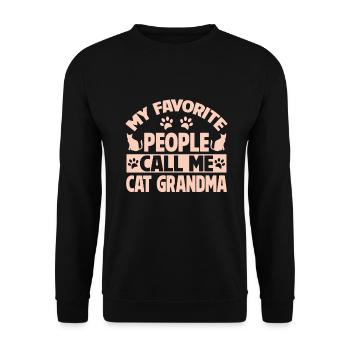 Cadeaux de grand-mère chat - Sweat-shirt Unisexe - noir - Devant - Alina (178cm) & Michal (187cm)