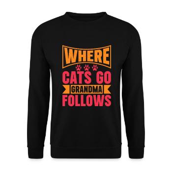 Cadeaux de grand-mère chat - Sweat-shirt Unisexe - noir - Devant - Alina (178cm) & Michal (187cm)