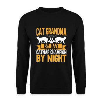 Cadeaux de grand-mère chat - Sweat-shirt Unisexe - noir - Devant - Alina (178cm) & Michal (187cm)