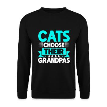 Cat Grandpa Gifts - Unisex Pullover - Schwarz - Vorne - Alina (178cm) & Michal (187cm)