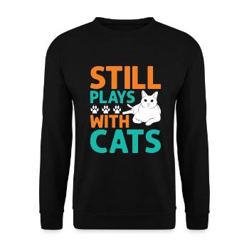 Cat Grandpa Gifts - Unisex Pullover - Schwarz - Vorne - Alina (178cm) & Michal (187cm)