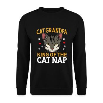 Cat Grandpa Gifts - Unisex Pullover - Schwarz - Vorne - Alina (178cm) & Michal (187cm)
