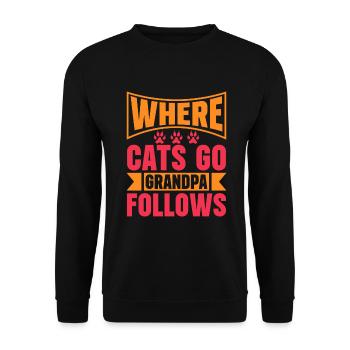 Cat Grandpa Gifts - Unisex Pullover - Schwarz - Vorne - Alina (178cm) & Michal (187cm)