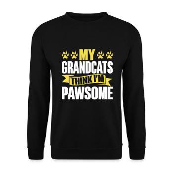 Cat Grandpa Gifts - Unisex Pullover - Schwarz - Vorne - Alina (178cm) & Michal (187cm)