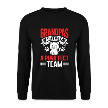 Cat Grandpa Gifts - Unisex Pullover - Schwarz - Vorne - Alina (178cm) & Michal (187cm)