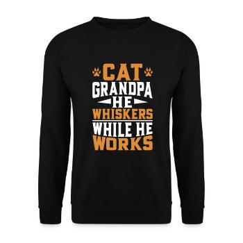 Cat Grandpa Gifts - Unisex Pullover - Schwarz - Vorne - Alina (178cm) & Michal (187cm)