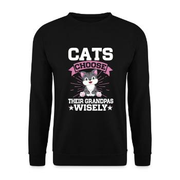 Cat Grandpa Gifts - Unisex Pullover - Schwarz - Vorne - Alina (178cm) & Michal (187cm)