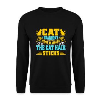 Cat Grandpa Gifts - Unisex Pullover - Schwarz - Vorne - Alina (178cm) & Michal (187cm)