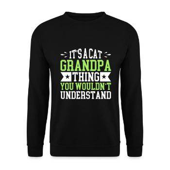 Cat Grandpa Gifts - Unisex Pullover - Schwarz - Vorne - Alina (178cm) & Michal (187cm)