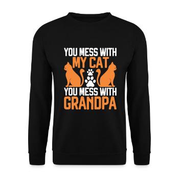 Cat Grandpa Gifts - Unisex Pullover - Schwarz - Vorne - Alina (178cm) & Michal (187cm)