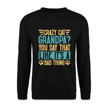 Cat Grandpa Gifts - Unisex Pullover - Schwarz - Vorne - Alina (178cm) & Michal (187cm)
