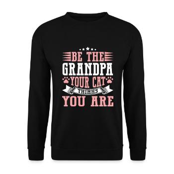 Cat Grandpa Gifts - Unisex Pullover - Schwarz - Vorne - Alina (178cm) & Michal (187cm)