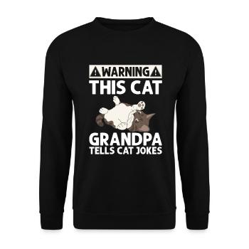 Cat Grandpa Gifts - Unisex Pullover - Schwarz - Vorne - Alina (178cm) & Michal (187cm)