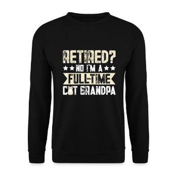 Cat Grandpa Gifts - Unisex Pullover - Schwarz - Vorne - Alina (178cm) & Michal (187cm)