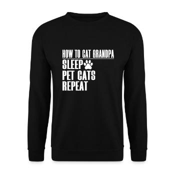Cat Grandpa Gifts - Unisex Pullover - Schwarz - Vorne - Alina (178cm) & Michal (187cm)