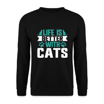 Cat Mom Gifts - Unisex Pullover - Schwarz - Vorne - Alina (178cm) & Michal (187cm)