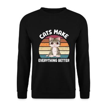 Cat Mom Gifts - Unisex Pullover - Schwarz - Vorne - Alina (178cm) & Michal (187cm)