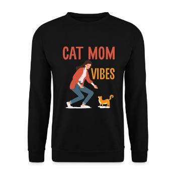 Cat Mom Gifts - Unisex Pullover - Schwarz - Vorne - Alina (178cm) & Michal (187cm)