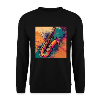 Saxophon - Unisex Pullover - Schwarz - Vorne - Alina (178cm) & Michal (187cm)