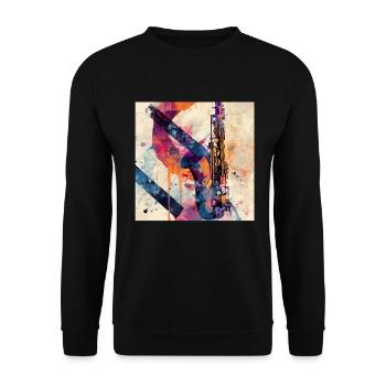 Saxophon - Unisex Pullover - Schwarz - Vorne - Alina (178cm) & Michal (187cm)