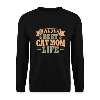 Cat Mom Gifts - Unisex Pullover - Schwarz - Vorne - Alina (178cm) & Michal (187cm)
