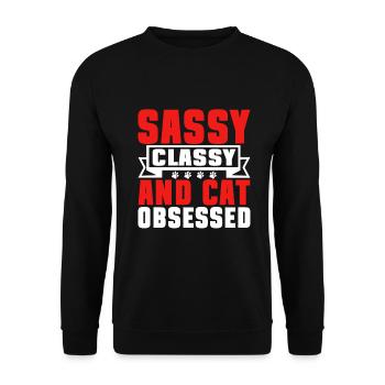 Cat Mom Gifts - Unisex Pullover - Schwarz - Vorne - Alina (178cm) & Michal (187cm)