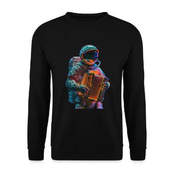 Astronaut Akkordeon - Unisex Pullover - Schwarz - Vorne - Alina (178cm) & Michal (187cm)