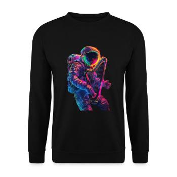 Astronaut Harfe - Unisex Pullover - Schwarz - Vorne - Alina (178cm) & Michal (187cm)