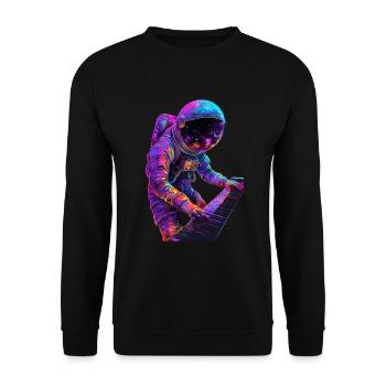 Astronaut Piano - Unisex Sweatshirt - black - Front - Alina (178cm) & Michal (187cm)