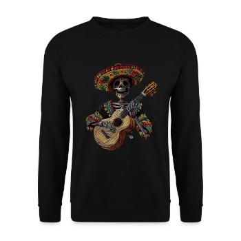 Ukulélé Mexicain Squelette - Sweat-shirt Unisexe - noir - Devant - Alina (178cm) & Michal (187cm)
