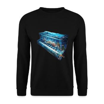 Fish Piano - Unisex Sweatshirt - black - Front - Alina (178cm) & Michal (187cm)
