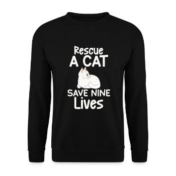 Cadeaux de sauvetage de chat - Sweat-shirt Unisexe - noir - Devant - Alina (178cm) & Michal (187cm)