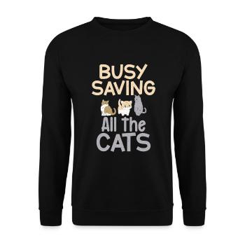 Cadeaux de sauvetage de chat - Sweat-shirt Unisexe - noir - Devant - Alina (178cm) & Michal (187cm)