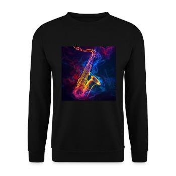 Saxophon - Unisex Pullover - Schwarz - Vorne - Alina (178cm) & Michal (187cm)