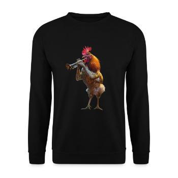 Rooster Trumpet - Unisex Sweatshirt - black - Front - Alina (178cm) & Michal (187cm)