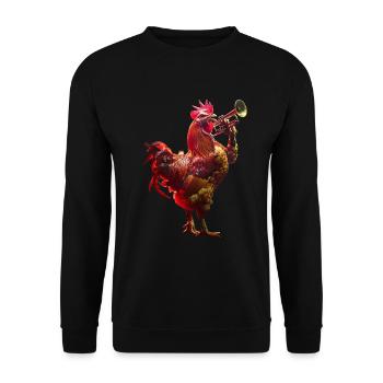 Rooster Trumpet - Unisex Sweatshirt - black - Front - Alina (178cm) & Michal (187cm)
