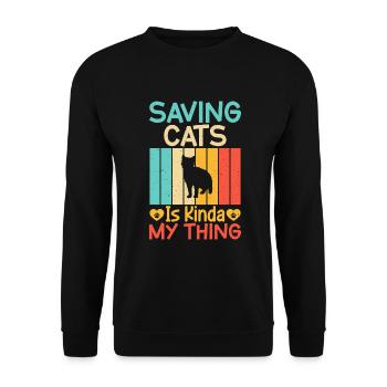 Cadeaux de sauvetage de chat - Sweat-shirt Unisexe - noir - Devant - Alina (178cm) & Michal (187cm)