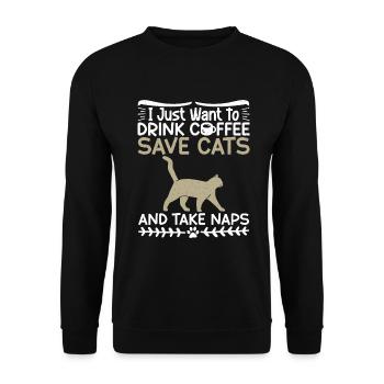 Cadeaux de sauvetage de chat - Sweat-shirt Unisexe - noir - Devant - Alina (178cm) & Michal (187cm)