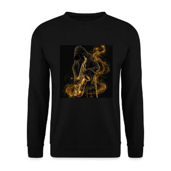 Saxophon - Unisex Pullover - Schwarz - Vorne - Alina (178cm) & Michal (187cm)