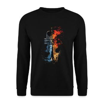 Trompete - Unisex Pullover - Schwarz - Vorne - Alina (178cm) & Michal (187cm)