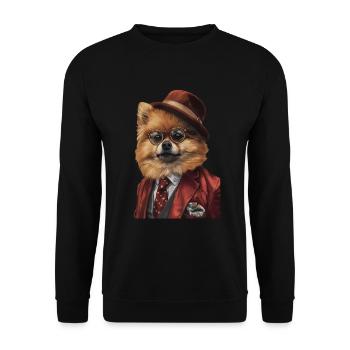 Zwergspitz - Unisex Pullover - Schwarz - Vorne - Alina (178cm) & Michal (187cm)