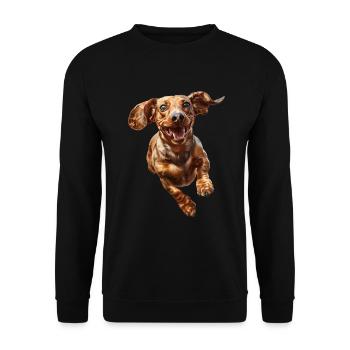 Dackel - Unisex Pullover - Schwarz - Vorne - Alina (178cm) & Michal (187cm)