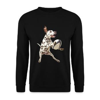 Dalmatiner - Unisex Pullover - Schwarz - Vorne - Alina (178cm) & Michal (187cm)